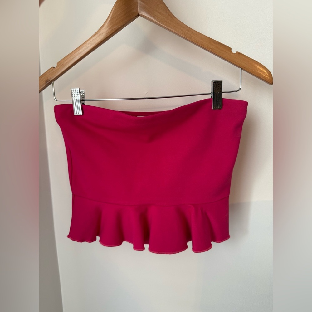 Lovers + Friends Pink Strapless Sleeveless Peplum Silhouette Tube Top Size Small